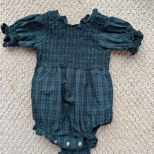 Ivy City Co Green Plaid Kids One Piece